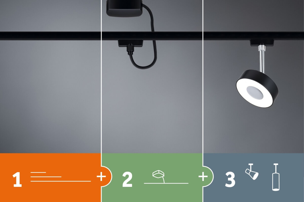 Paulmann URail LED Spot Tubo, 5W, 520 lm, Warmweiß 3000 K, 230V Schienensystem, Schwarz matt Produktabbildung 3