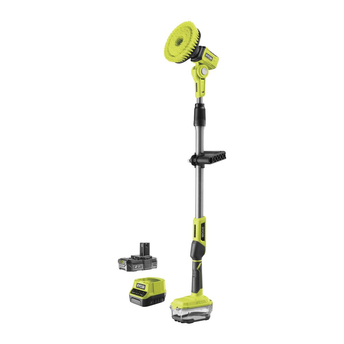Ryobi Akku Reinigungsbürste ONE+ 18V, Ø 15 cm, teleskopierbar,  R18TPS-120G, mit Akku & Ladegerät Produktabbildung 2