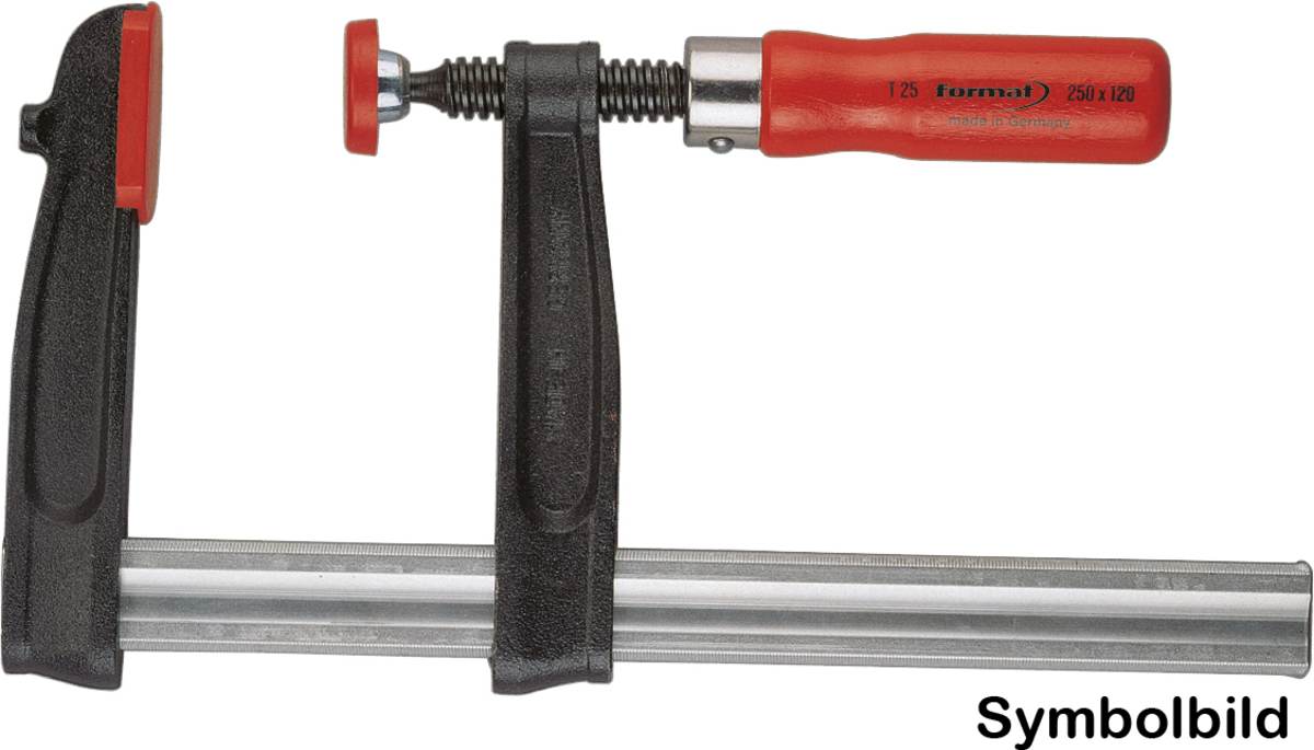 Format Temperguss-Schraubzwinge, Universal-Spannwerkzeug aus Stahl mit Holzgriff, Spannweite 600 mm Format Temperguss-Schraubzwinge, Universal-Spannwerkzeug aus Stahl mit Holzgriff, Spannweite 600 mm