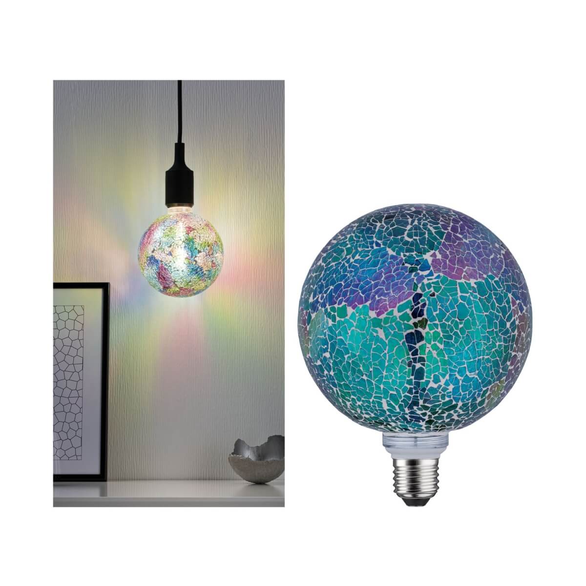 Paulmann LED Globe Ø 130 mm, 5W = 40W, 470 lm, E27, Miracle Mosaic Mix, dimmbar Produktabbildung 1