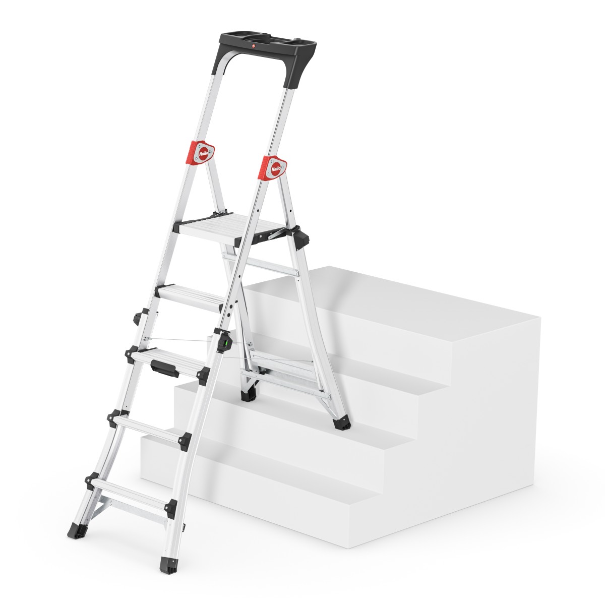 Hailo 2A-Ware TL100 TopLine Aluminium-Haushaltsleiter, 3 - 5 Stufen, flexible Arbeitshöhe, Ablage Produktabbildung 10