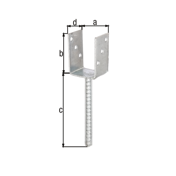 Alberts U-Pfostenträger mit Betonanker zum Einbetonieren, 101 mm breit, Stahl, feuerverzinkt, 4 mm Produktabbildung 2