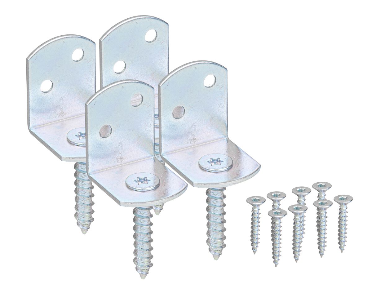 Alberts Flechtzaunhalter H: 83, B: 32, T: 30 mm, L-Form, Gelb verzinkt, 4 Stück Produktabbildung 1