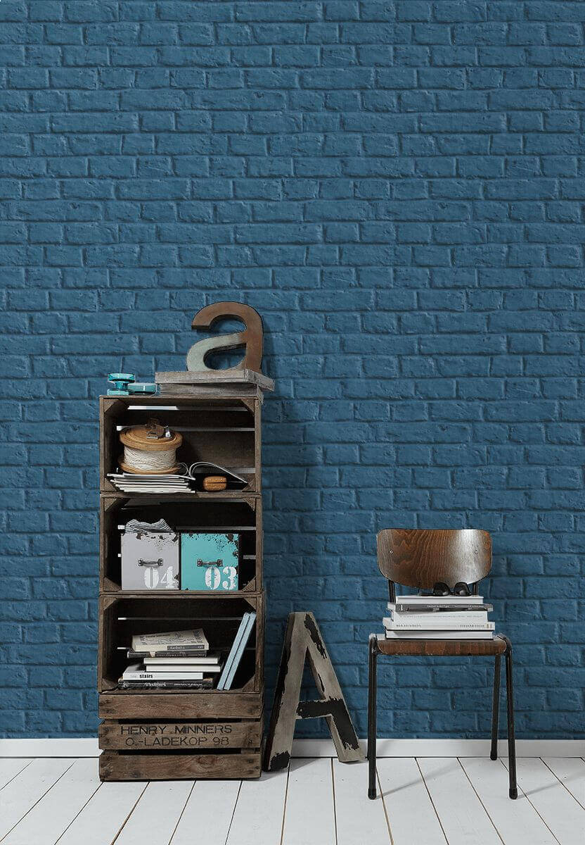 Livingwalls Blau Backstein Mauer Vliestapete Metropolitan Stories 369123