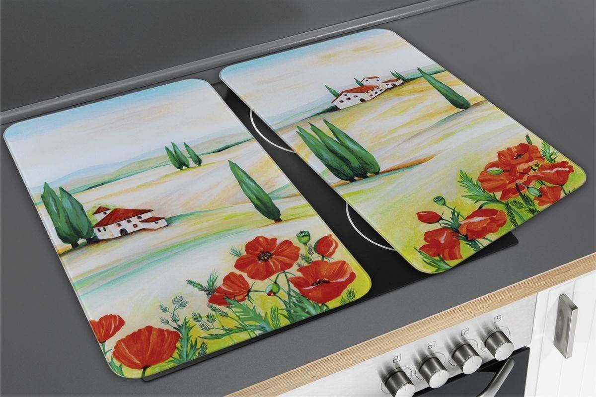 WENKO Herdabdeckplatten Set Flamingo - 2 Glasplatten Für Ceranfeld