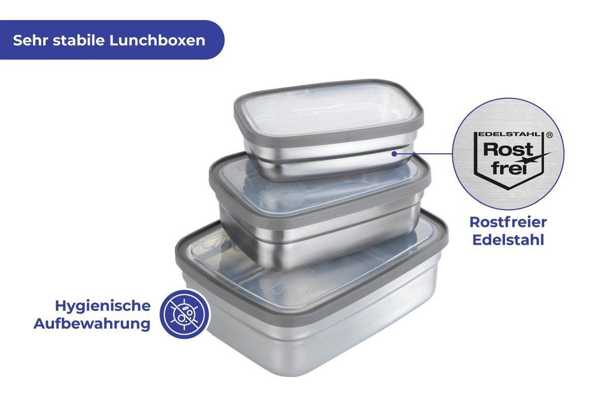 Maximex Lunchboxen Edelstahl, 6-teilig, Brotdosen, Auslaufsichere Frischhaltedosen Produktabbildung 4