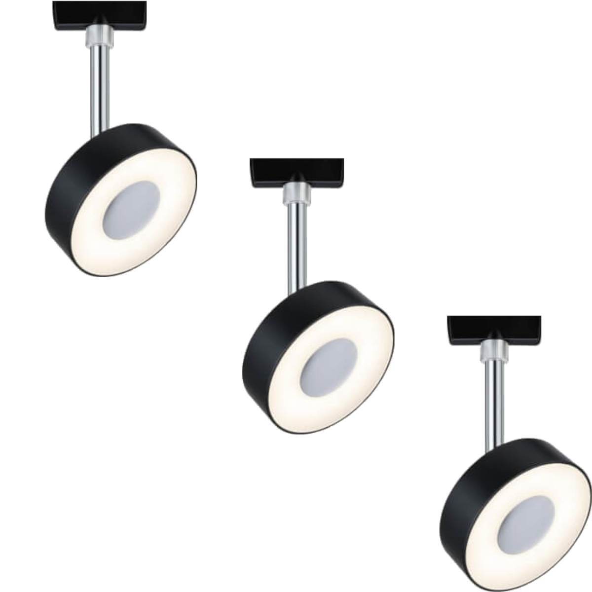 Paulmann URail LED Spot Circle, 3er Set, Schienensystem, Warmweiß, 3-Stufen Dimmbar, Schwarz matt Produktabbildung 1