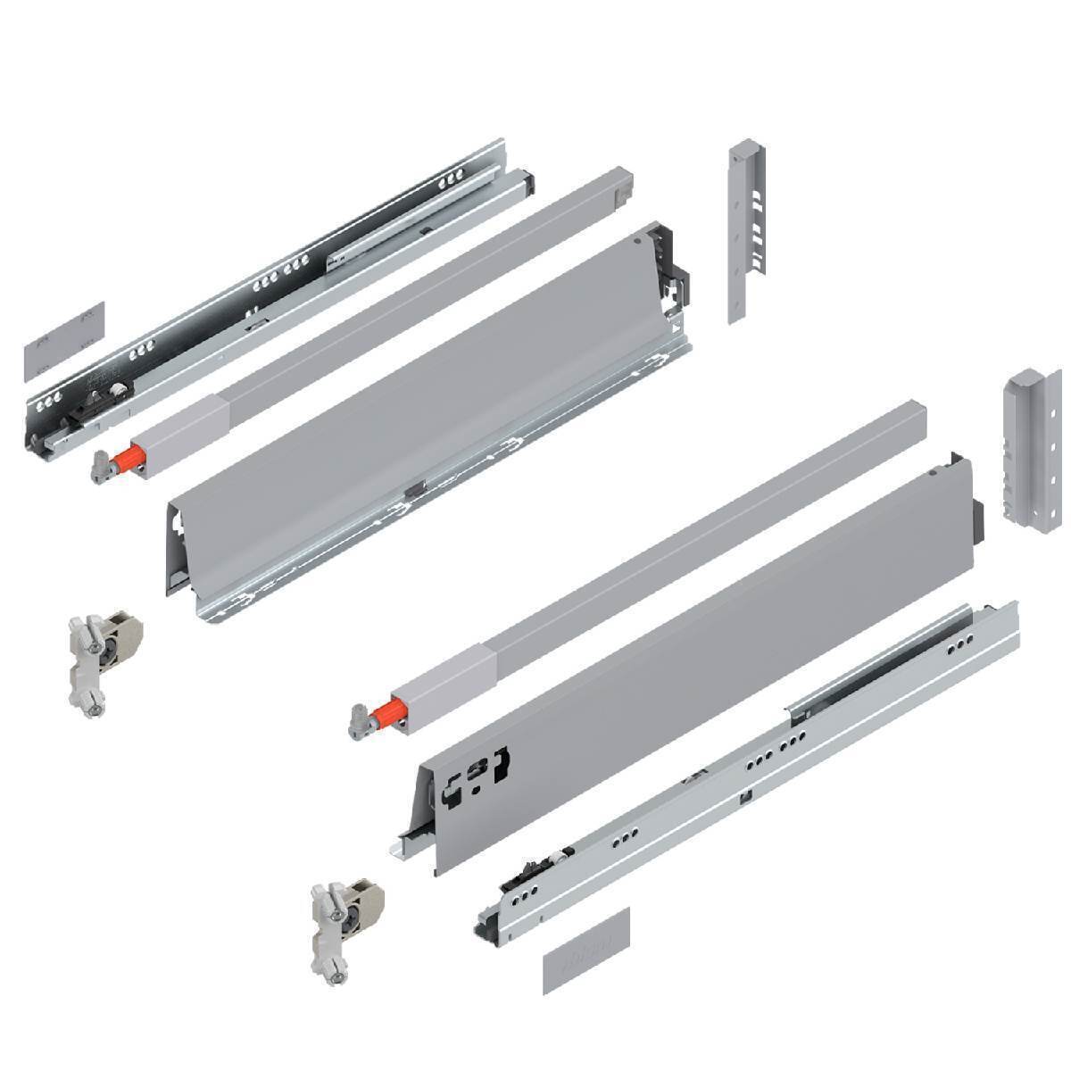 Blum TANDEMBOX Frontauszug Reling C Vollauszug BLUMOTION Soft-Close, INSERTA, Grau, 30kg, 60cm Produktabbildung 1