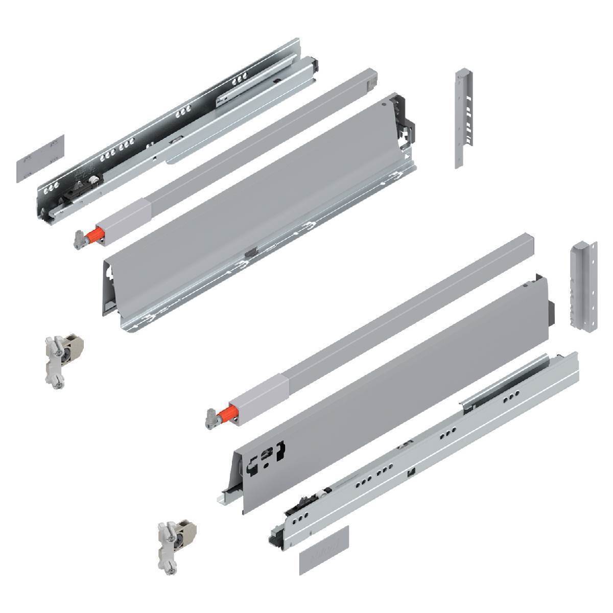 Blum TANDEMBOX Frontauszug Reling D Vollauszug BLUMOTION Soft-Close, INSERTA, Grau, 65kg, 65cm Produktabbildung 1