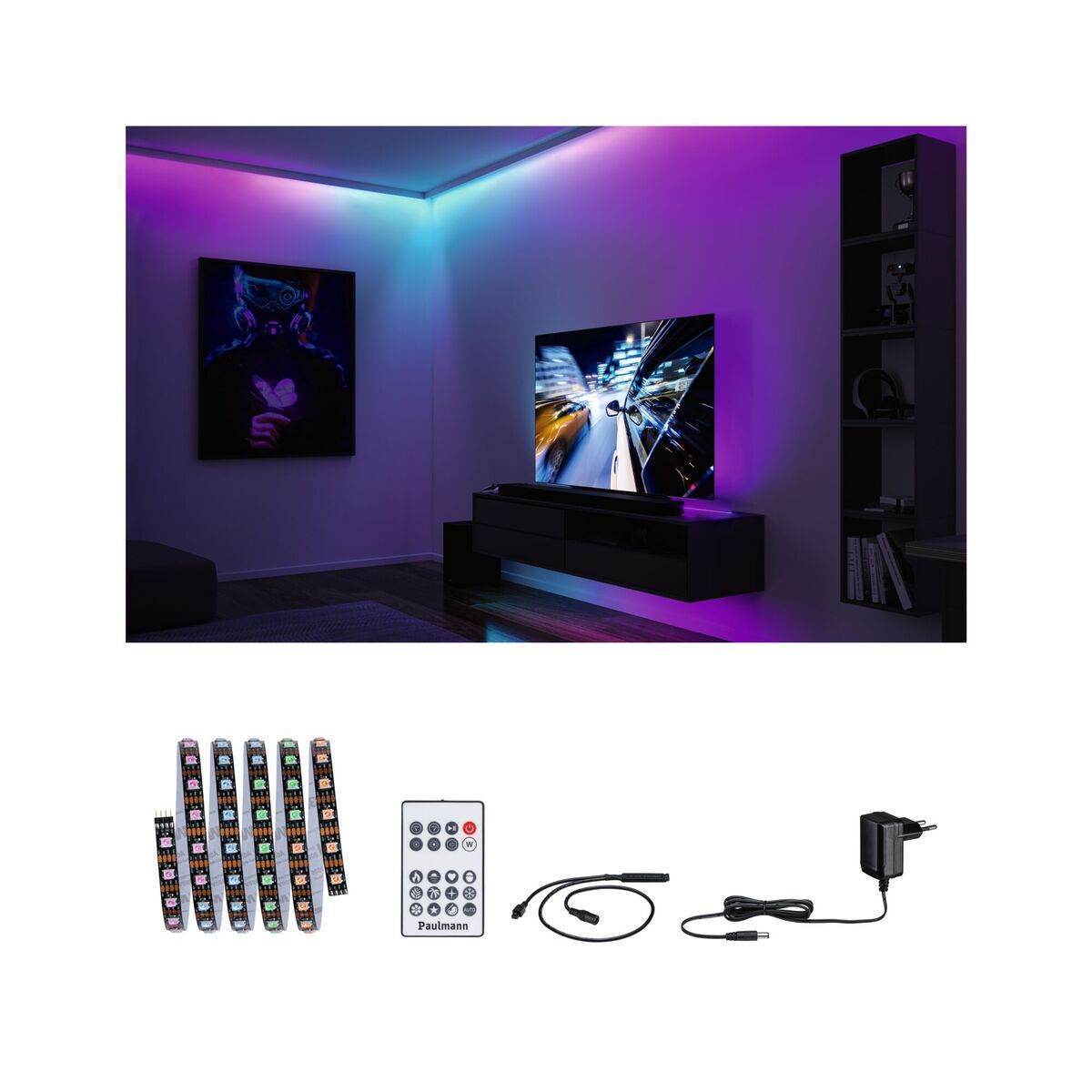 Paulmann EntertainLED LED Stripe Dynamic Rainbow RGB, Komplettset, 1,5 - 5 m, kürzbar, Gaming Light Produktabbildung 11
