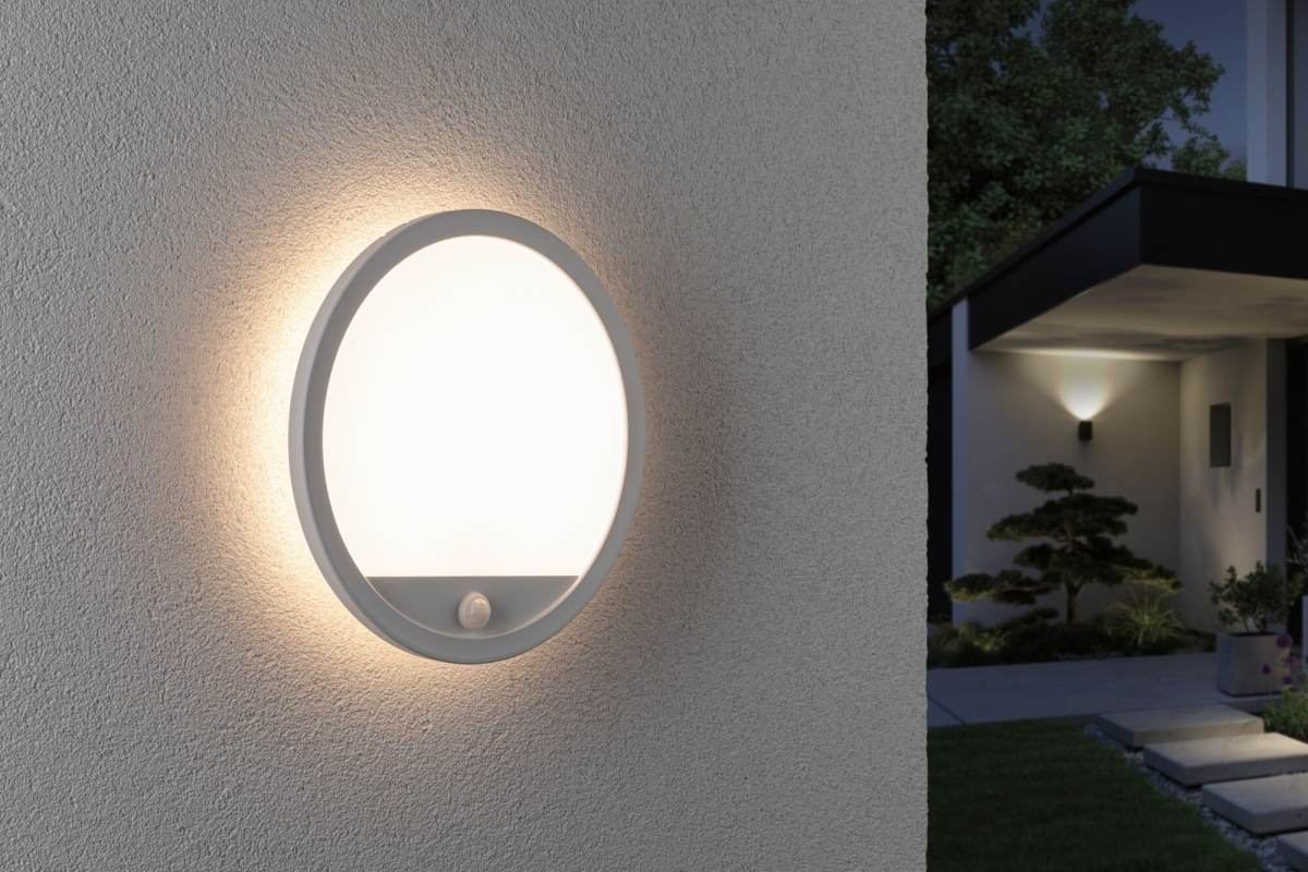 Paulmann Außenpanel Lamina mit Bewegungsmelder, IP44, 3000 K, Warmweiß, Weiß, Rund Produktabbildung 4