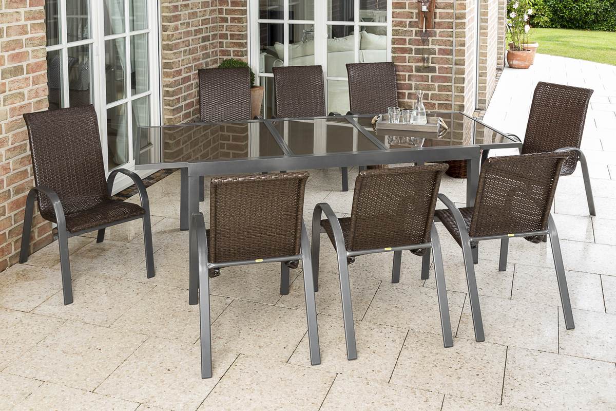YOURSOL by Merxx Gartenmöbel Set Varese 8 Personen mit Ausziehtisch 180