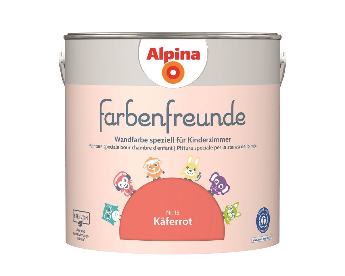 Alpina Farbenfreunde 2,5 l|Kinderzimmer-Farben|Keine Weichmacher & Lösungsmittel|Käferrot Produktabbildung