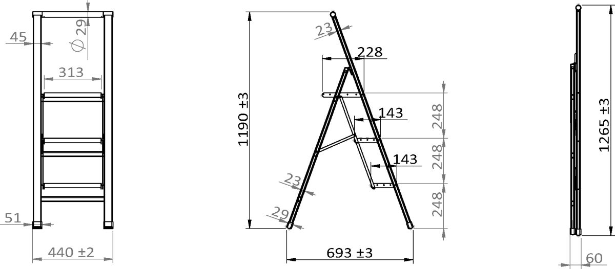 WENKO Alu-Design Klapptrittleiter 3-stufig, rutschfeste Haushaltsleiter, Sicherheitsleiter, Farbwahl Produktabbildung 8