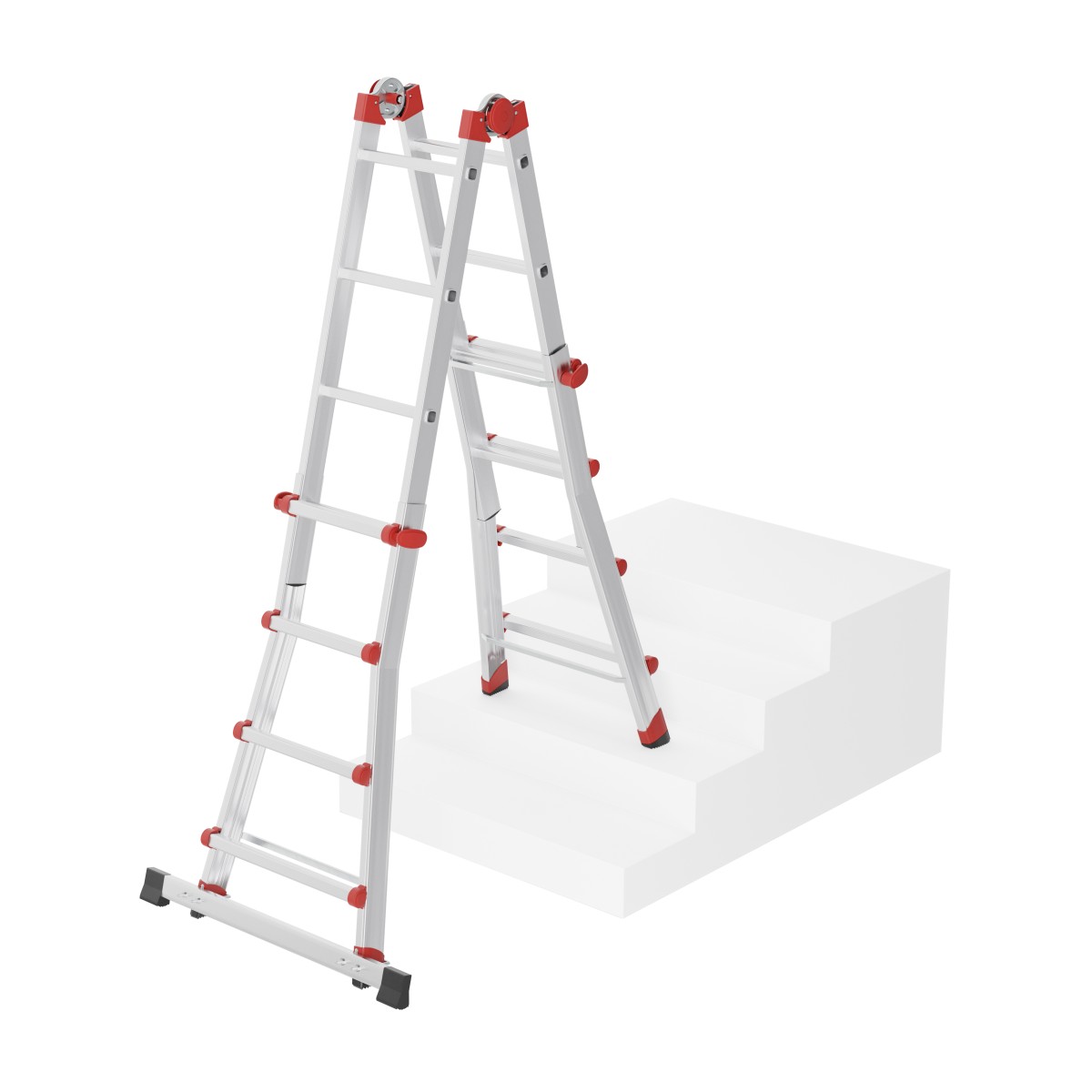 Hailo 2A-Ware M80 Multifunktions-Teleskopleiter, 4x4 Sprossen, zusammenschiebbare Leiter  Alu Produktabbildung 4