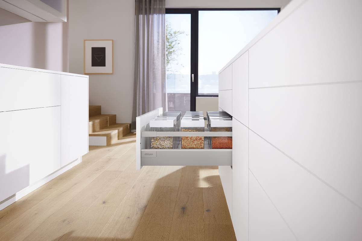 Blum TANDEMBOX Frontauszug Reling C Vollauszug BLUMOTION Soft-Close, INSERTA, Grau, 30kg, 60cm Produktabbildung 4
