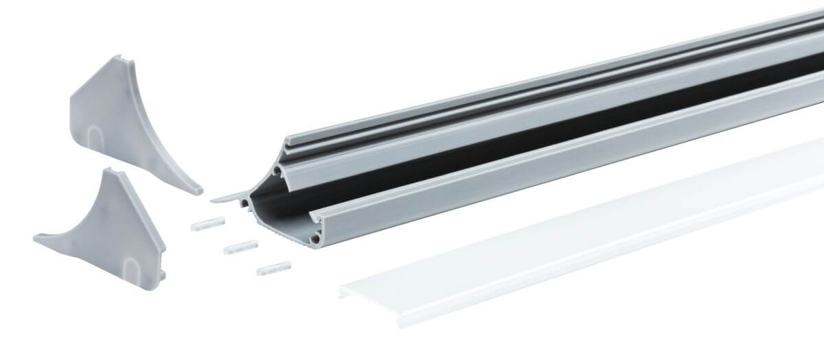 Paulmann Corner Profil Grau, Kunststoff, für LED Stripes in 100cm oder 200cm Produktabbildung 2