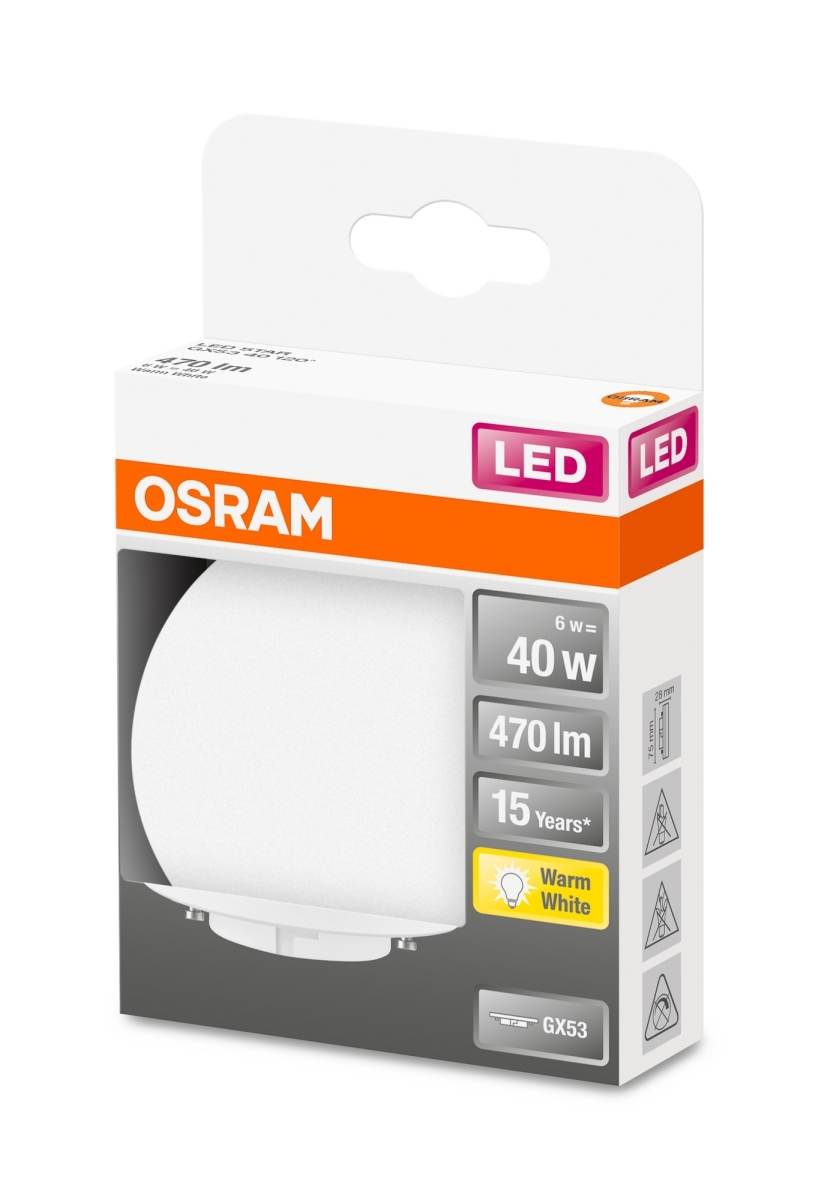 Osram LED STAR GX53, 4,9W = 40W, 470 lm, GX53, 100°, 2700 K | OSRAM_433441