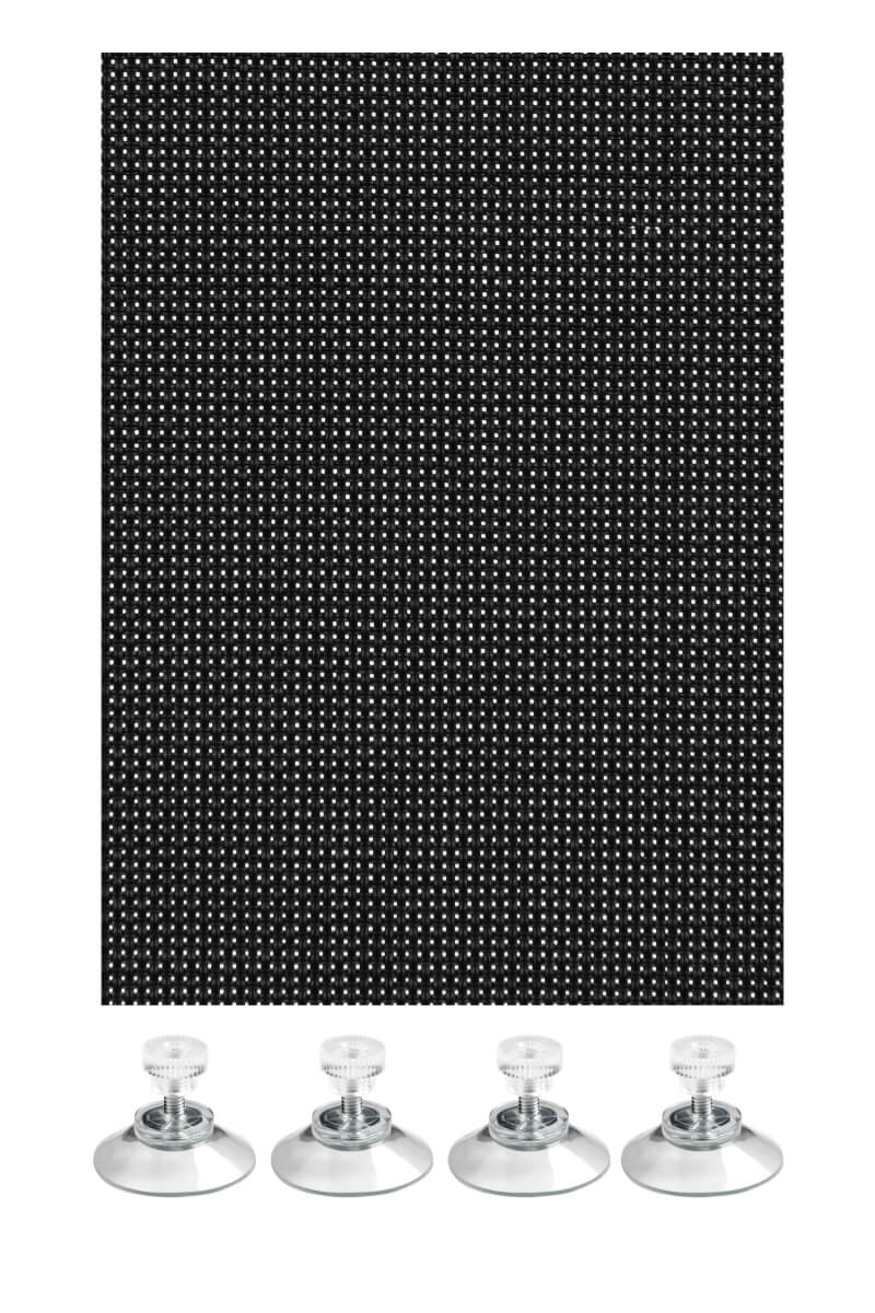 Gardinia flexibler Sonnenschutz, Schwarz, zuschneidbar, durchlässig, Montage Saugknöpfen, 100x150 cm