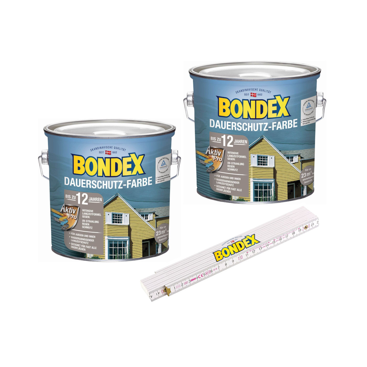 BONDEX BigPack Dauerschutz Farbe Außen, hochdeckend, wetterschutz + Zollstock 5 l, Platinium Produktabbildung
