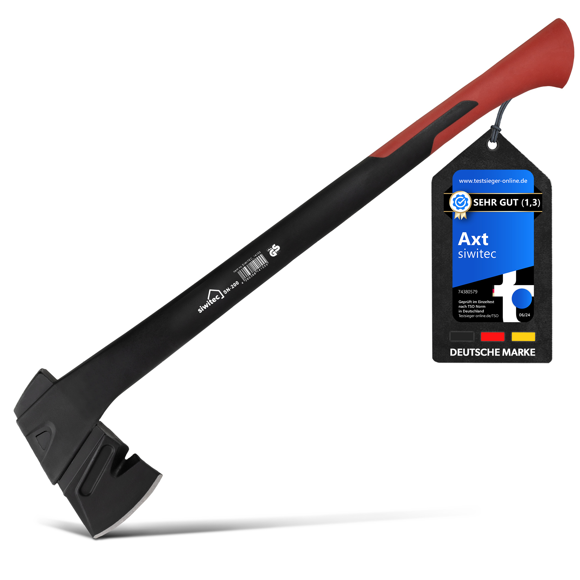 siwitec Nylonaxt SN-200, 2000 Gramm Kopfgewicht inkl. Schnittschutz Produktabbildung