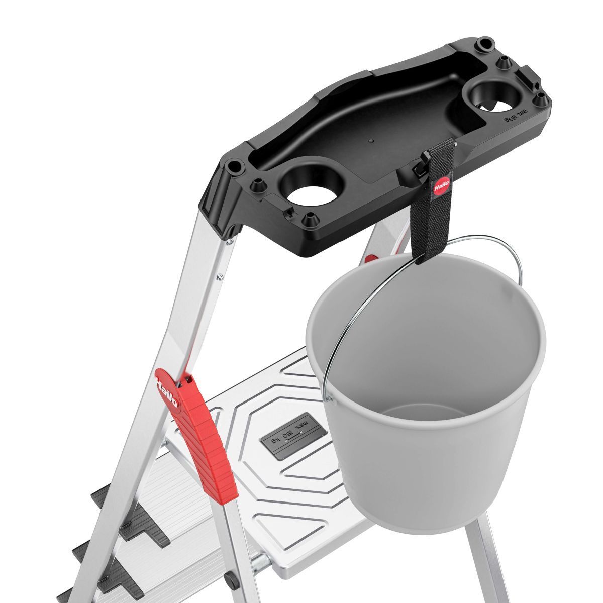 Hailo L80 Sicherheits-Haushaltsleiter ComfortLine, flexible Ablageschale, 4 extra tiefe Stufen Produktabbildung 5