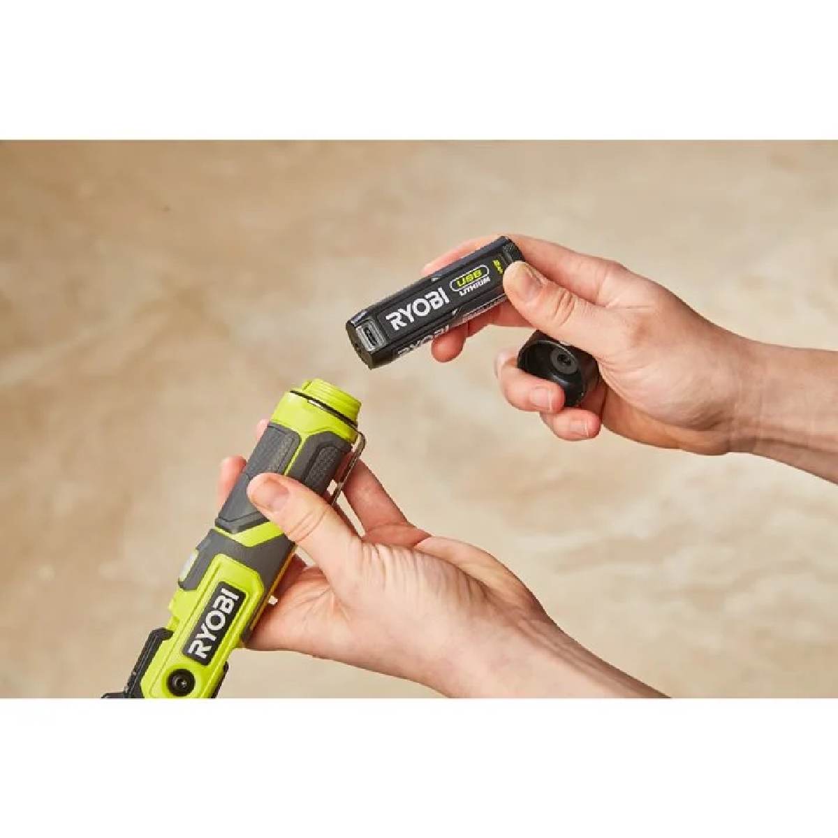Ryobi Akku-Taschenlampe 4 V, LED Taschenlampe Inkl 2,0 Ah Akku und USB-C Ladekabel, RLP4-120G Produktabbildung 4