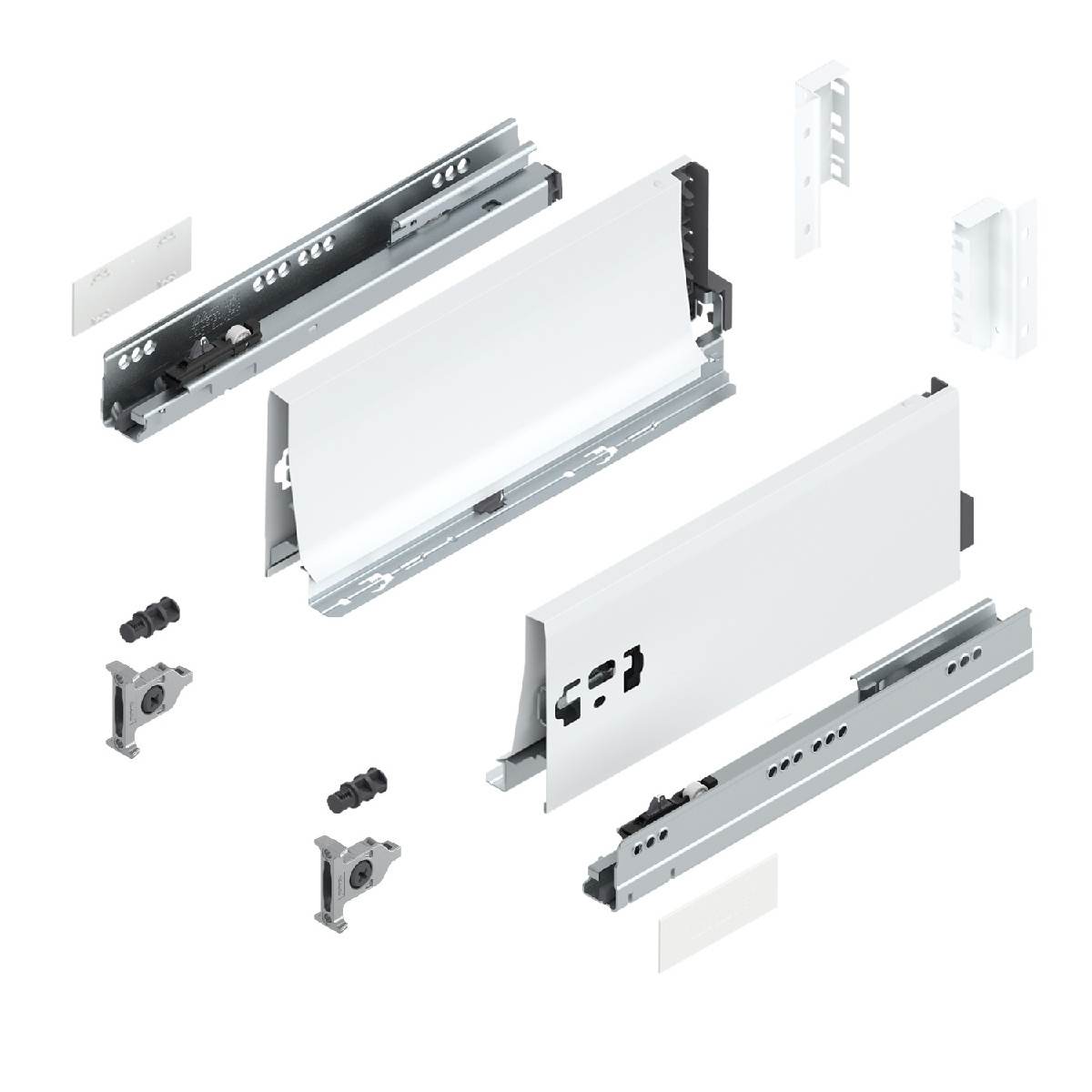 Blum TANDEMBOX Schubkasten K Vollauszug BLUMOTION, zum Anschrauben, Seidenweiß, 30kg, 27cm Produktabbildung 1