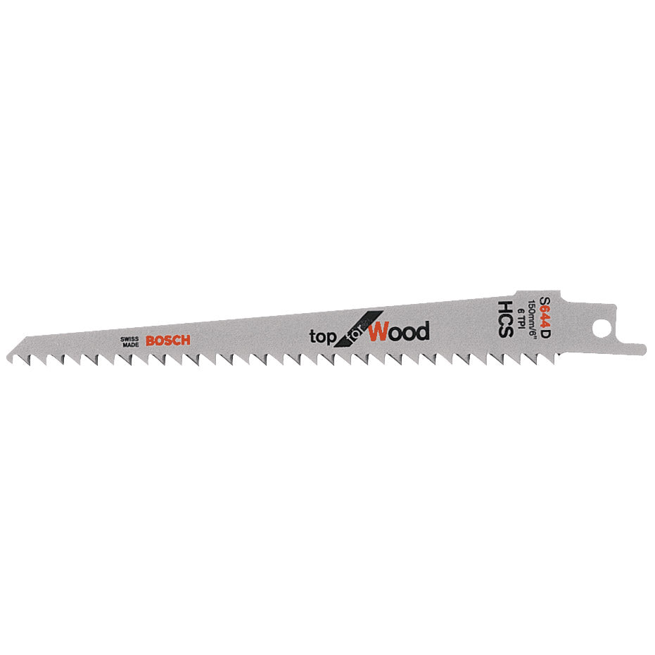 BOSCH Säbelsägeblatt Holz S 644 D, 150 mm, HCS, 4,3 mm Zahnteilung, 2 Stück, geschränkt, geschliffen, für Tauchschnitt Produktabbildung