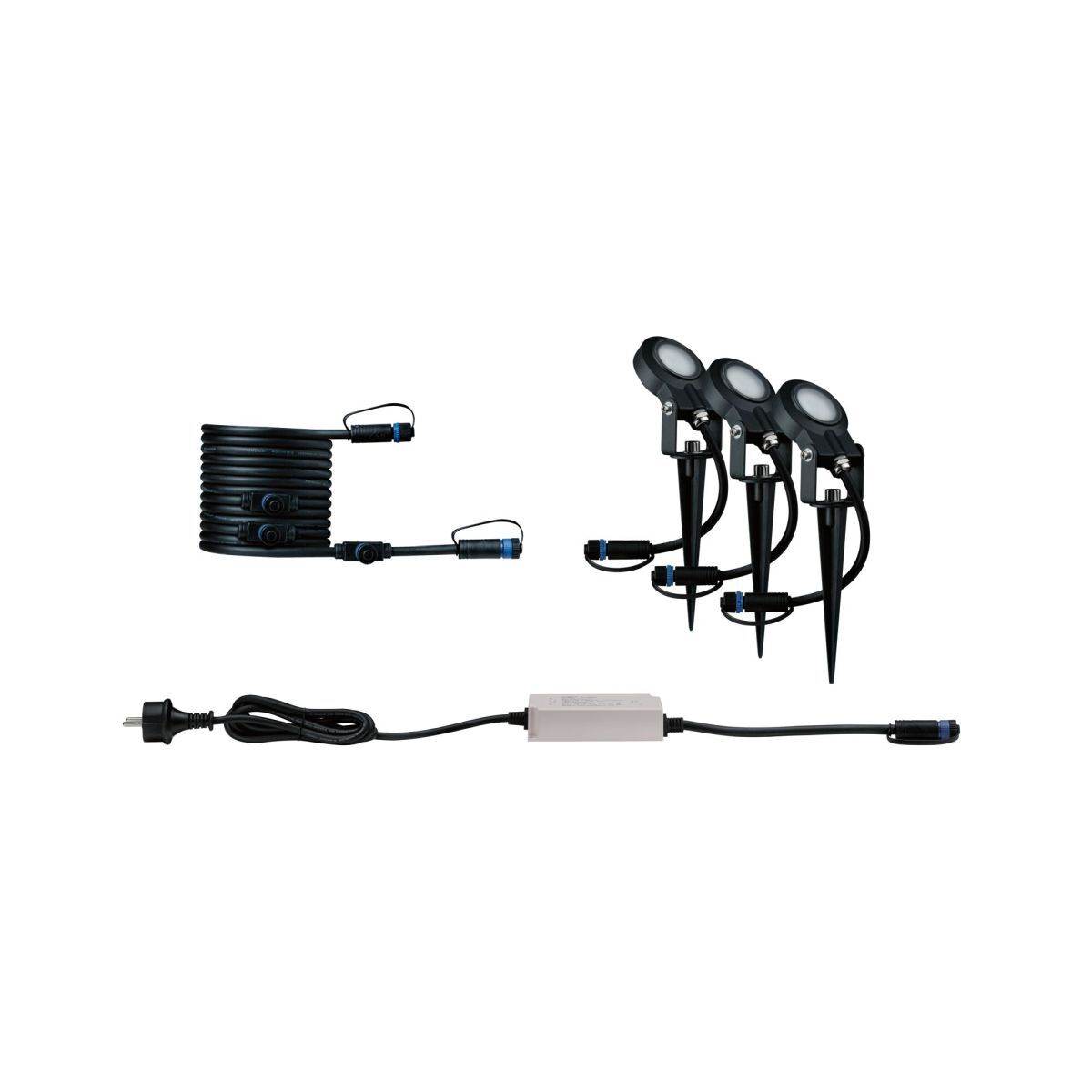 Paulmann Plug & Shine LED Spot Sting 3er-Basisset, 6,3 W, 280 lm, IP67, 2200 K, insektenfreundlich Produktabbildung 2