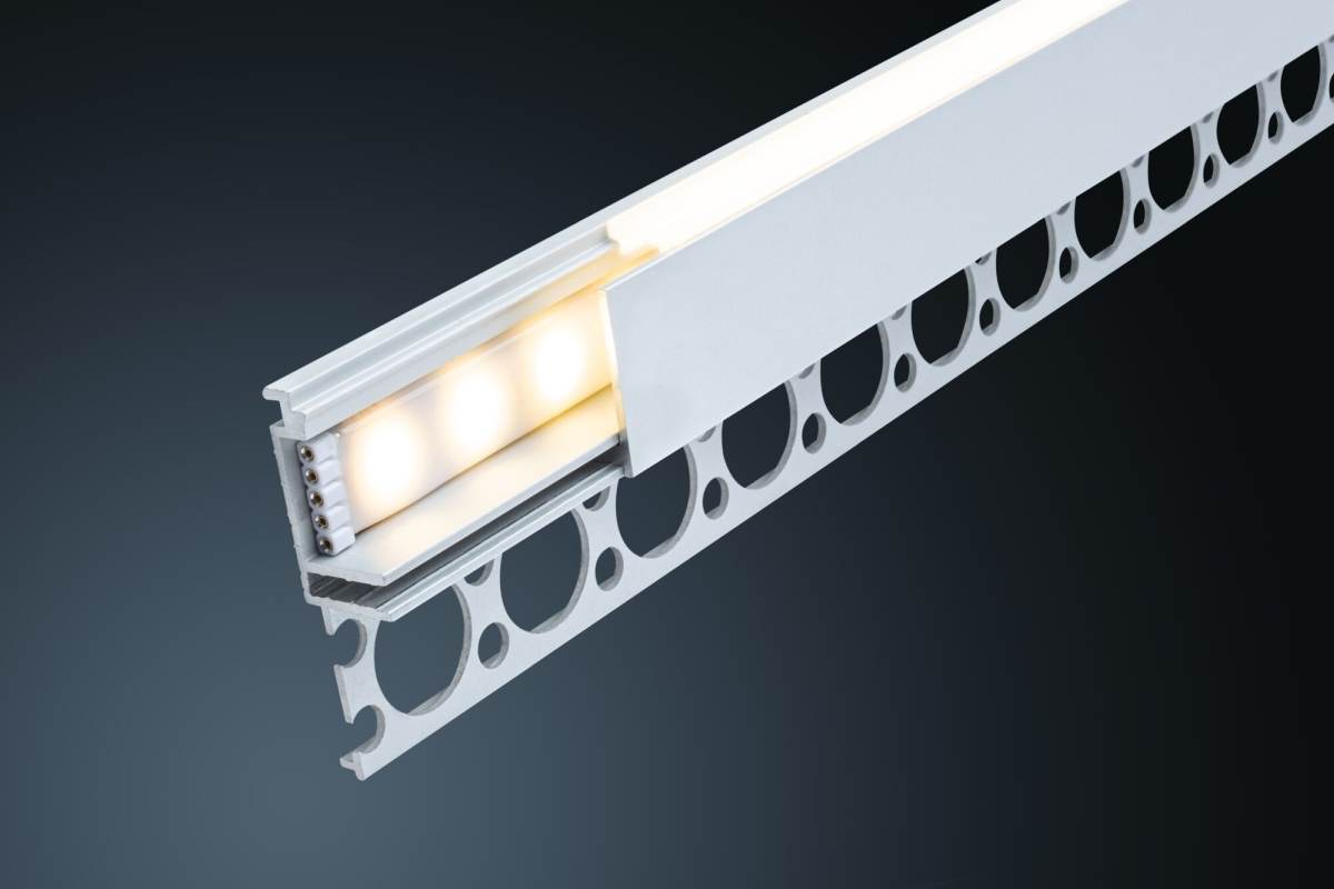 Paulmann LumiTiles LED Strip Einbauprofil, 1 m oder 2 m, Alu eloxiert | Satin, Indirektes Licht Produktabbildung 3