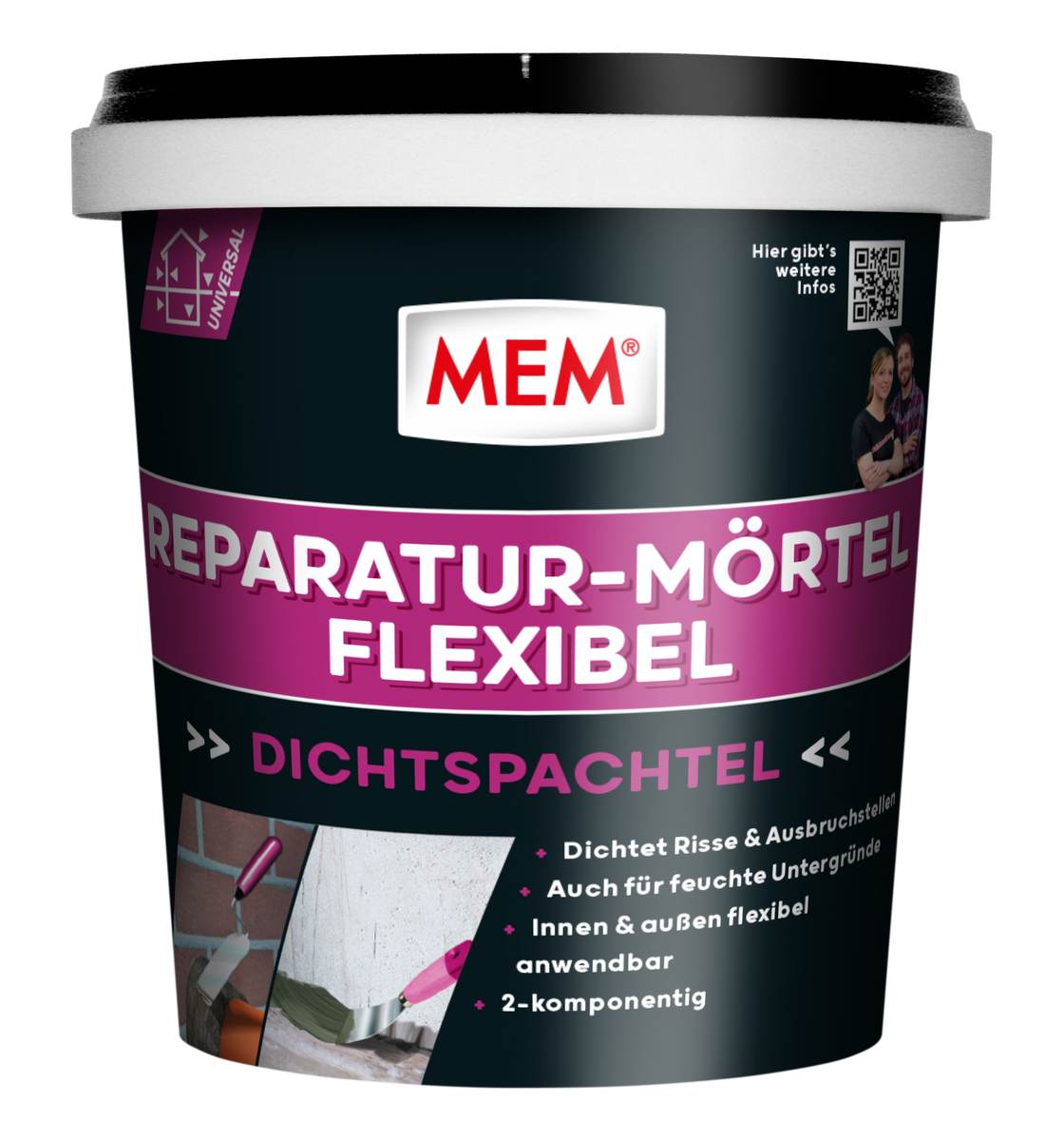 MEM Reparatur-Mörtel Flexibel, Spachtelmasse, Spezialmörtel zur Abdichtung, Dichtspachtel, 1 kg Produktabbildung 4