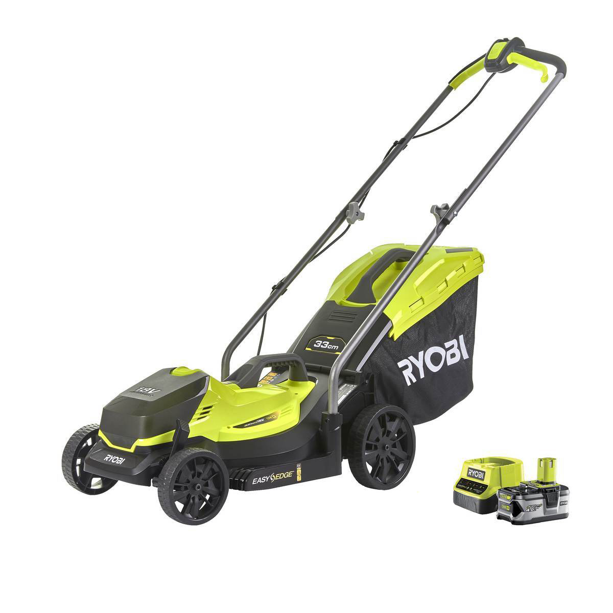 RYOBI Akku-Rasenmäher ONE+ 18 V, 33 cm Schnittbreite, inkl 1x4,0 Ah Akku & Ladegerät Produktabbildung