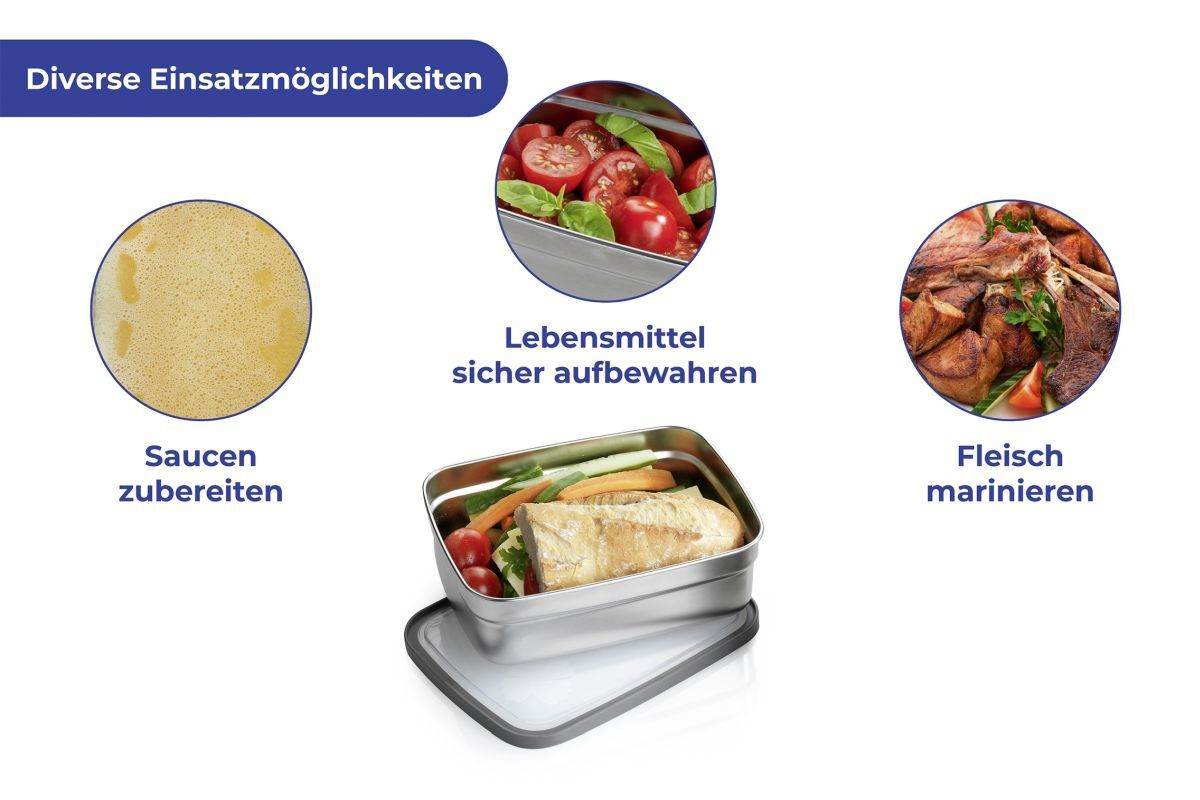 Maximex Lunchboxen Edelstahl, 6-teilig, Brotdosen, Auslaufsichere Frischhaltedosen Produktabbildung 6