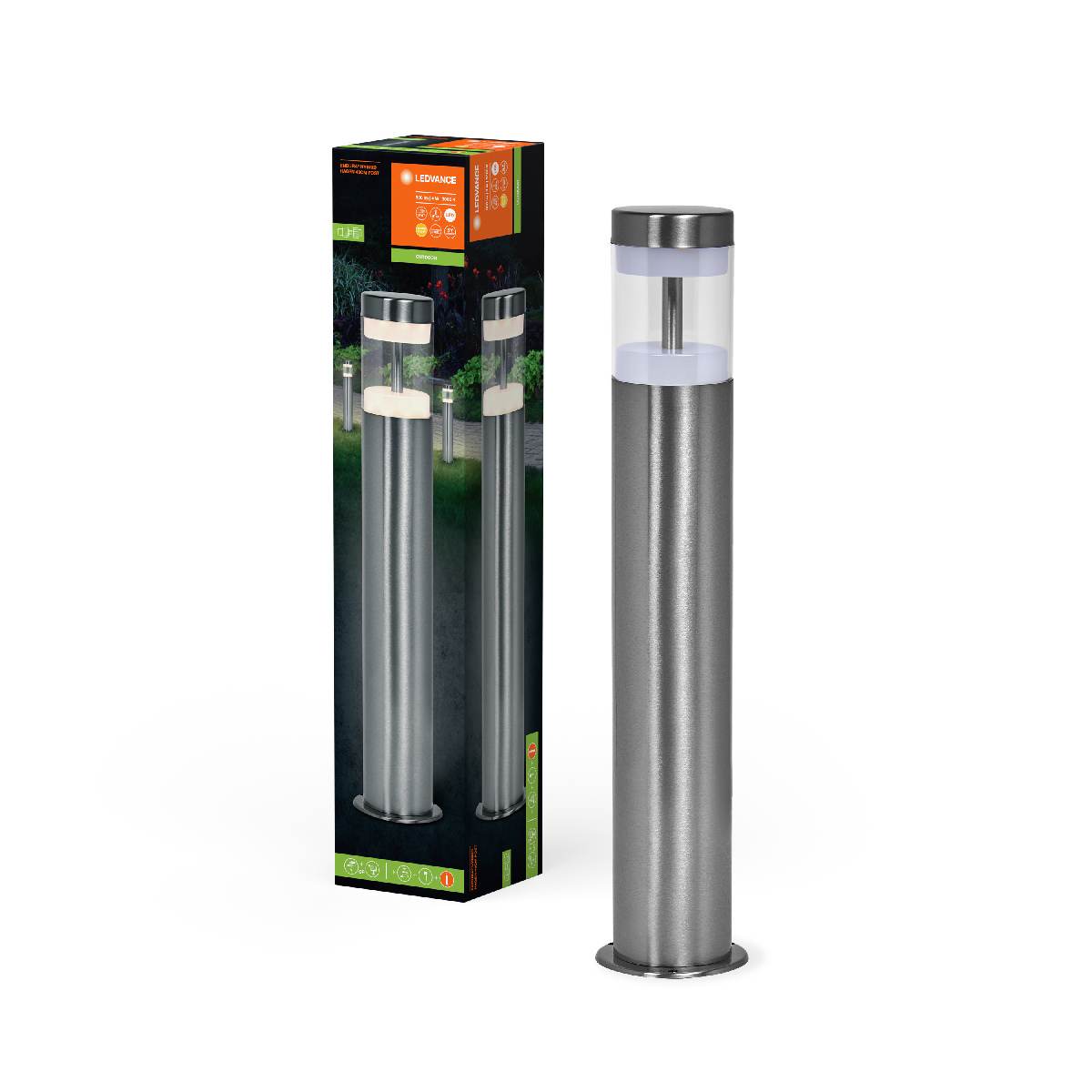 LEDVANCE LED Pollerleuchte Endura Hybrid Hagen, wetterfeste 12 V Wegleuchte aus Stahl, grau Produktabbildung