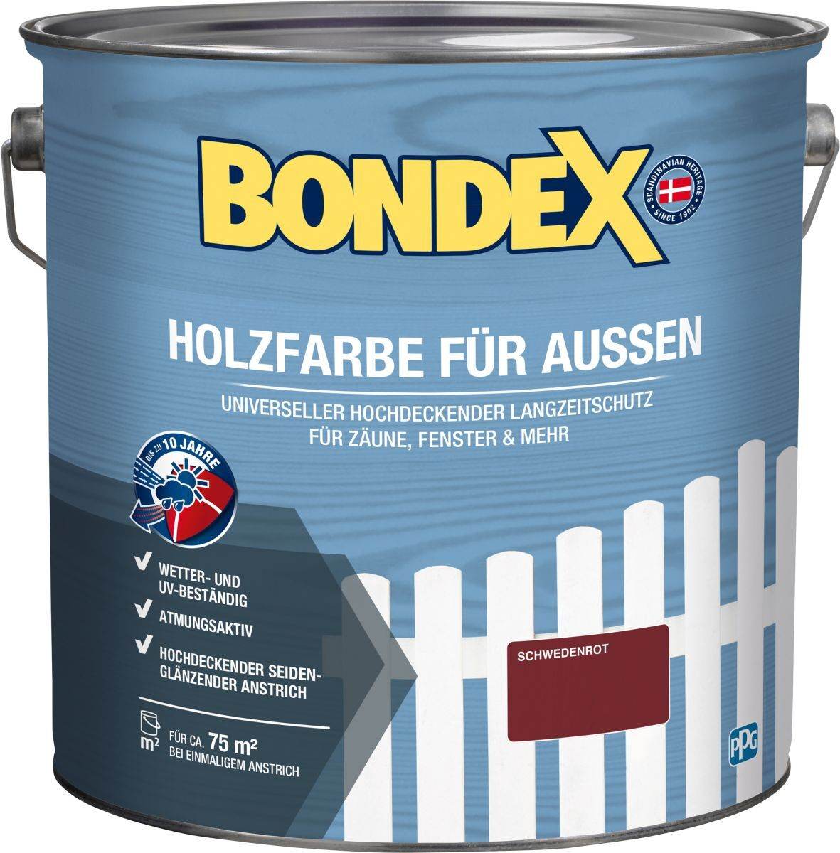Bondex Holzfarbe für Außen Aktionsgebinde, 7,5 l, Hochdeckend, Wetterschutz, Schwedenrot Produktabbildung