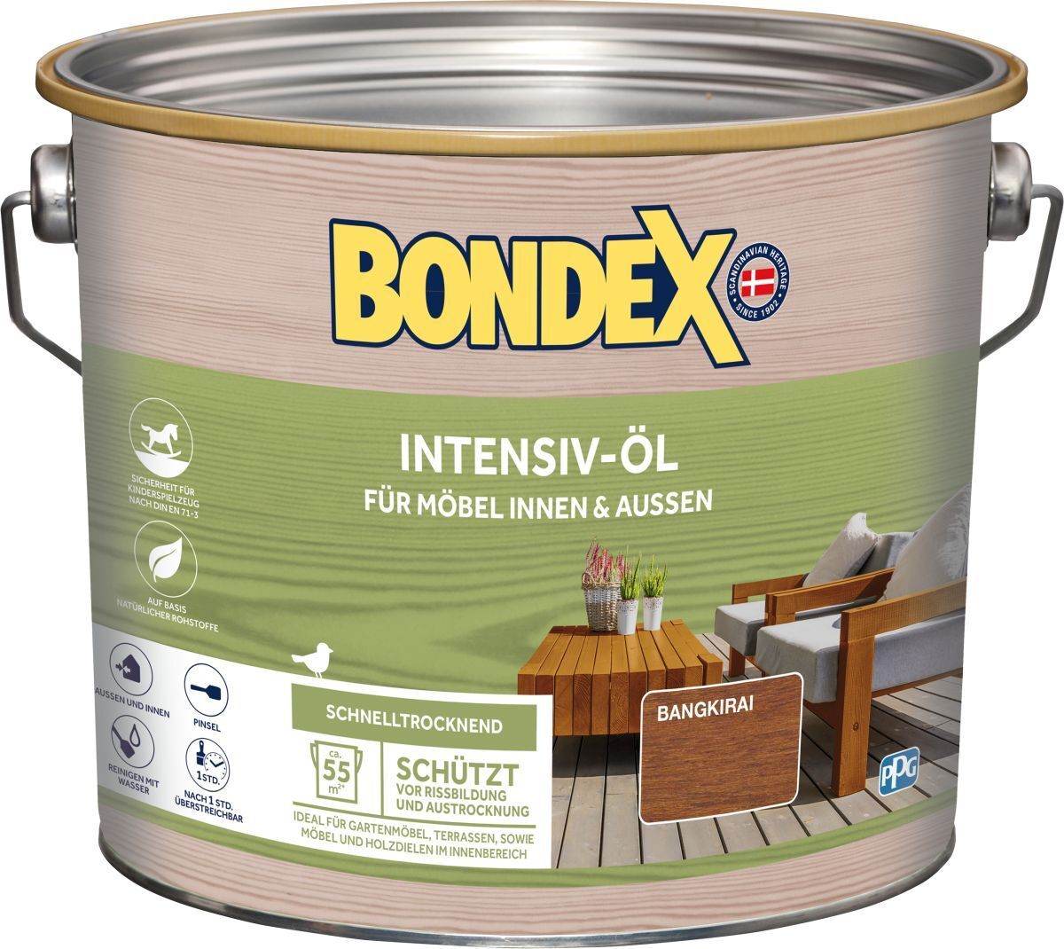 BONDEX Intensiv-Öl, wasserbasiert, beschleunigte Trocknung, 2,5 l, Bangkirai Produktabbildung