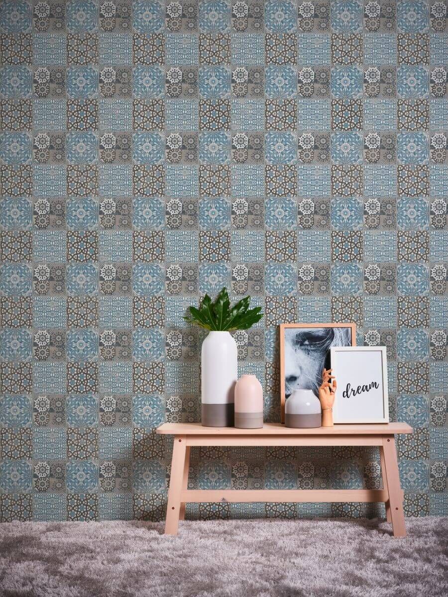 AS Creation Tapete | Fliesenoptik Blau Grau Schwarz | Il Decoro