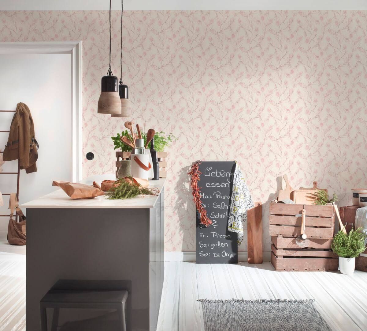 AS Creation Tapete | Blumentapete Grau Metallic Rosa | Exotic Life