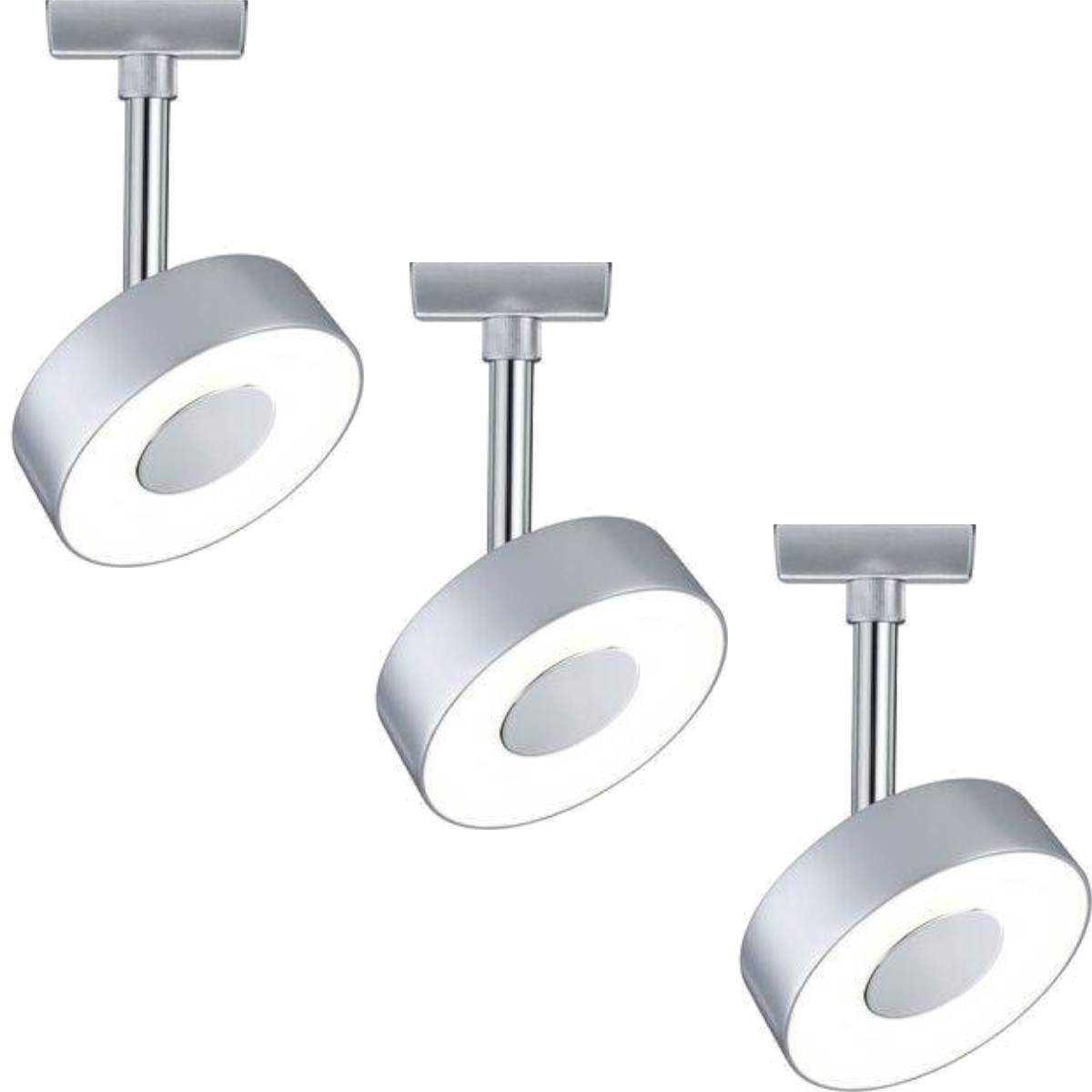 Paulmann URail LED Spot Circle, 3er Set, Schienensystem, Warmweiß, 3-Stufen Dimmbar, Chrom matt Paulmann URail LED Spot Circle, 3er Set, Schienensystem, Warmweiß, 3-Stufen Dimmbar, Chrom matt