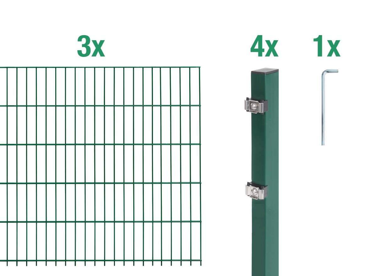 Alberts Komplettset Doppelstabmattenzaun, Grün, Mattenbreite 2 m, 200 cm hoch, 6 m lang Produktabbildung 1