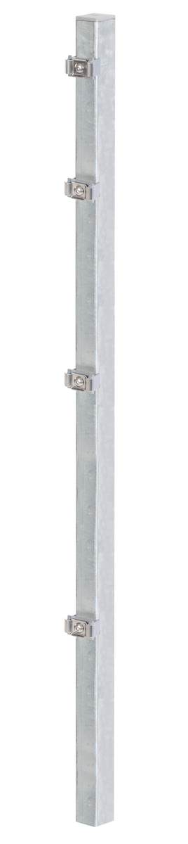 Alberts Zaunpfosten mit Klemmlasche, Bohrabstand 40 cm, 140 cm, Doppelstabmattenzaun, Feuerverzinkt Produktabbildung 1