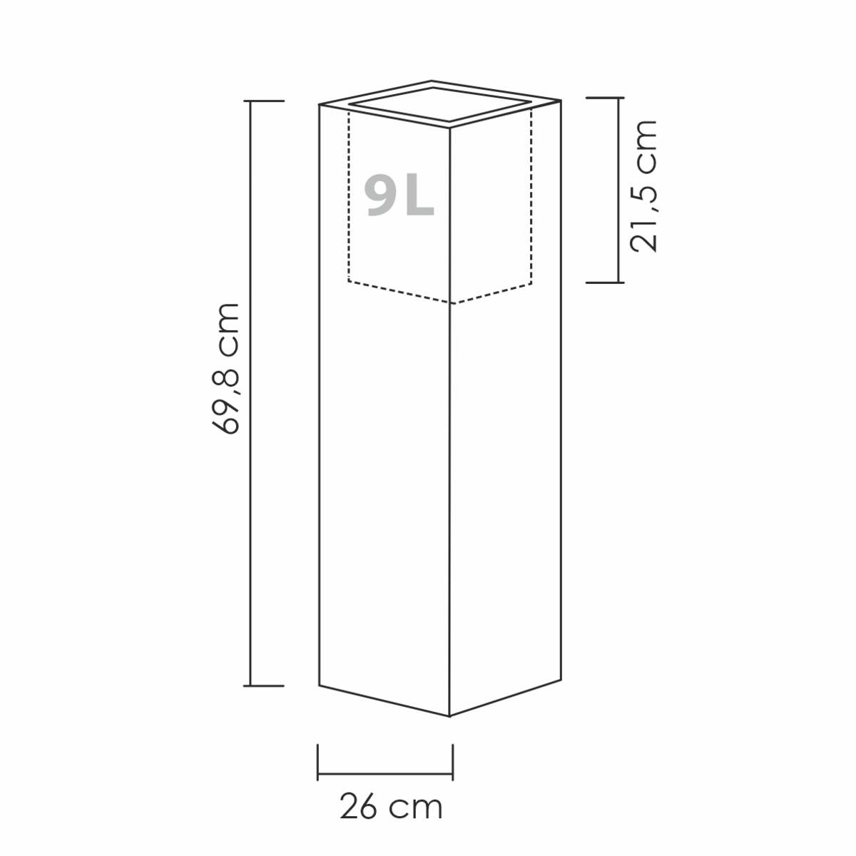 Scheurich Blumentopf Hochgefäss C-Cube High für Aussen, Blumensäule, Stony Grey, Höhe 70 cm Produktabbildung 2