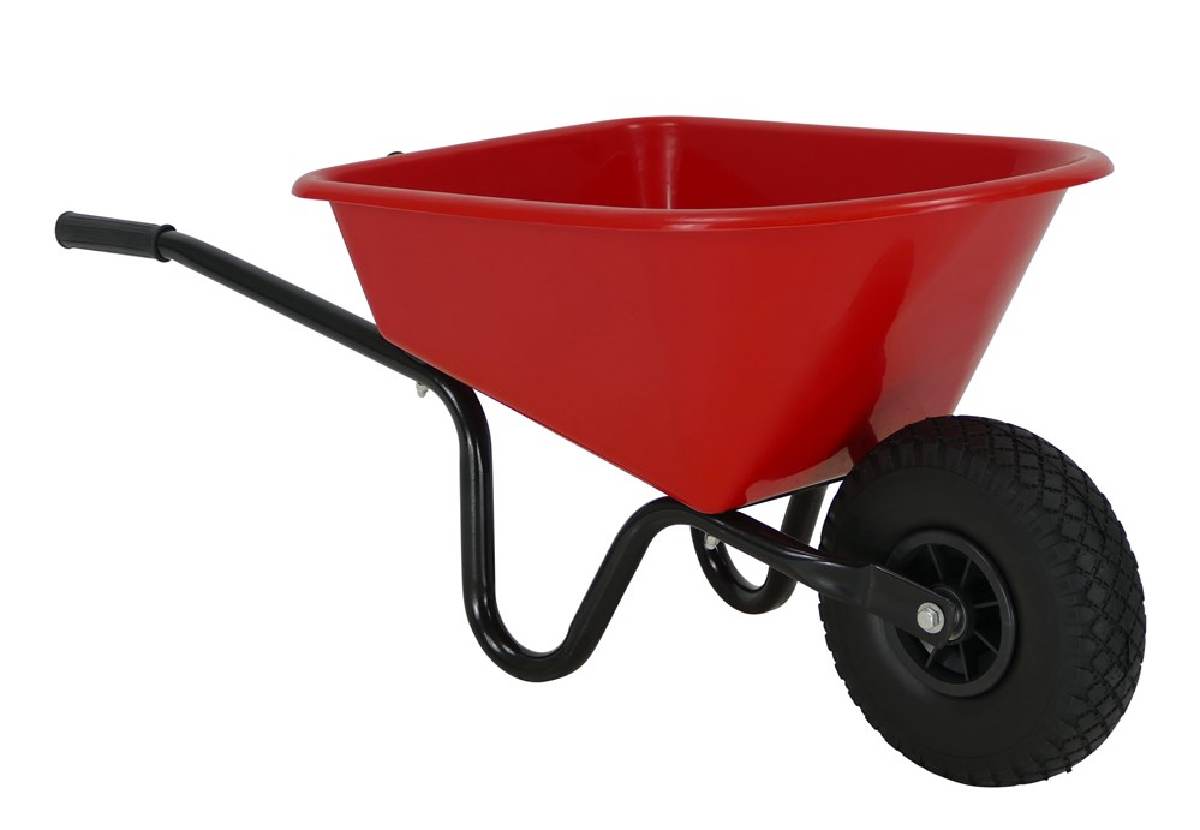 Kinderschubkarre Rot 30L Gartenwerkzeug mit Kunststofffelge und Kugellager  Produktabbildung 1