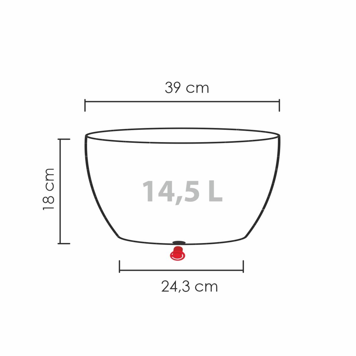 Scheurich Blumentopf Barceo Bowl für Innen & Außen, schwarz oder grau, Blumenkübel mit Abflussventil Produktabbildung 2