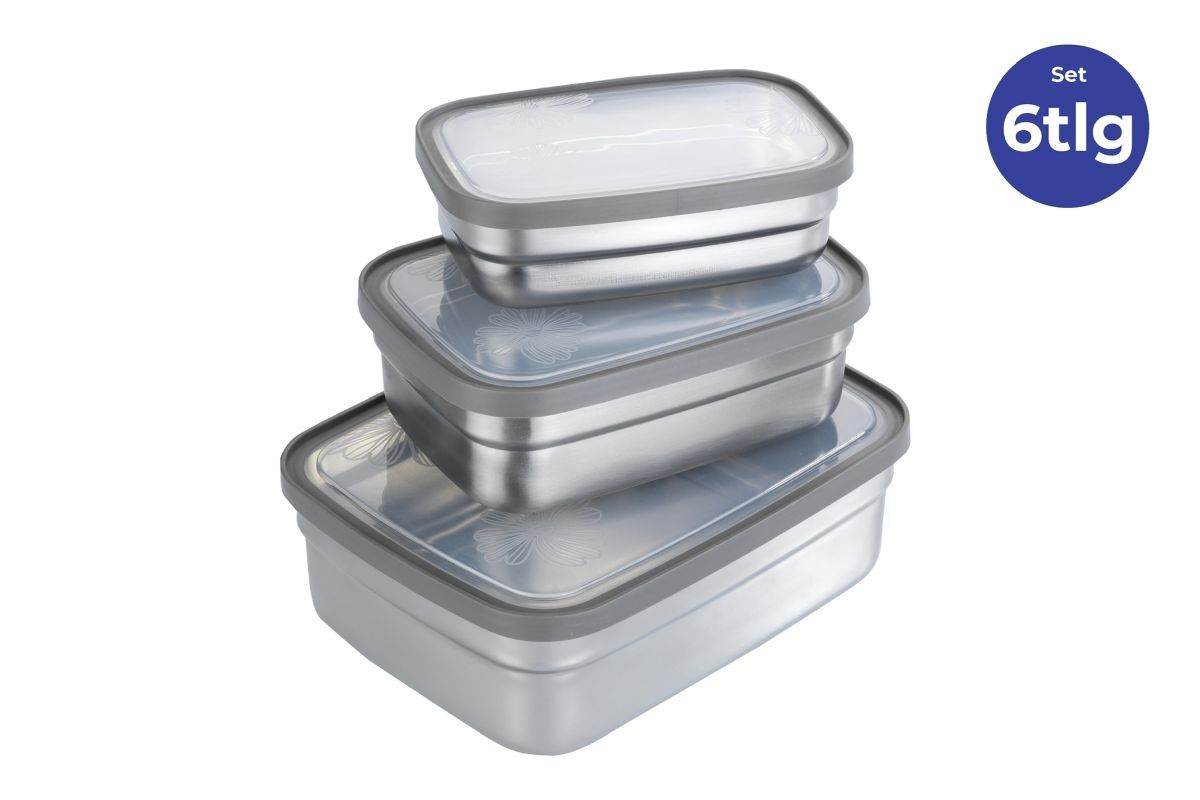 Maximex Lunchboxen Edelstahl, 6-teilig, Brotdosen, Auslaufsichere Frischhaltedosen Produktabbildung 2