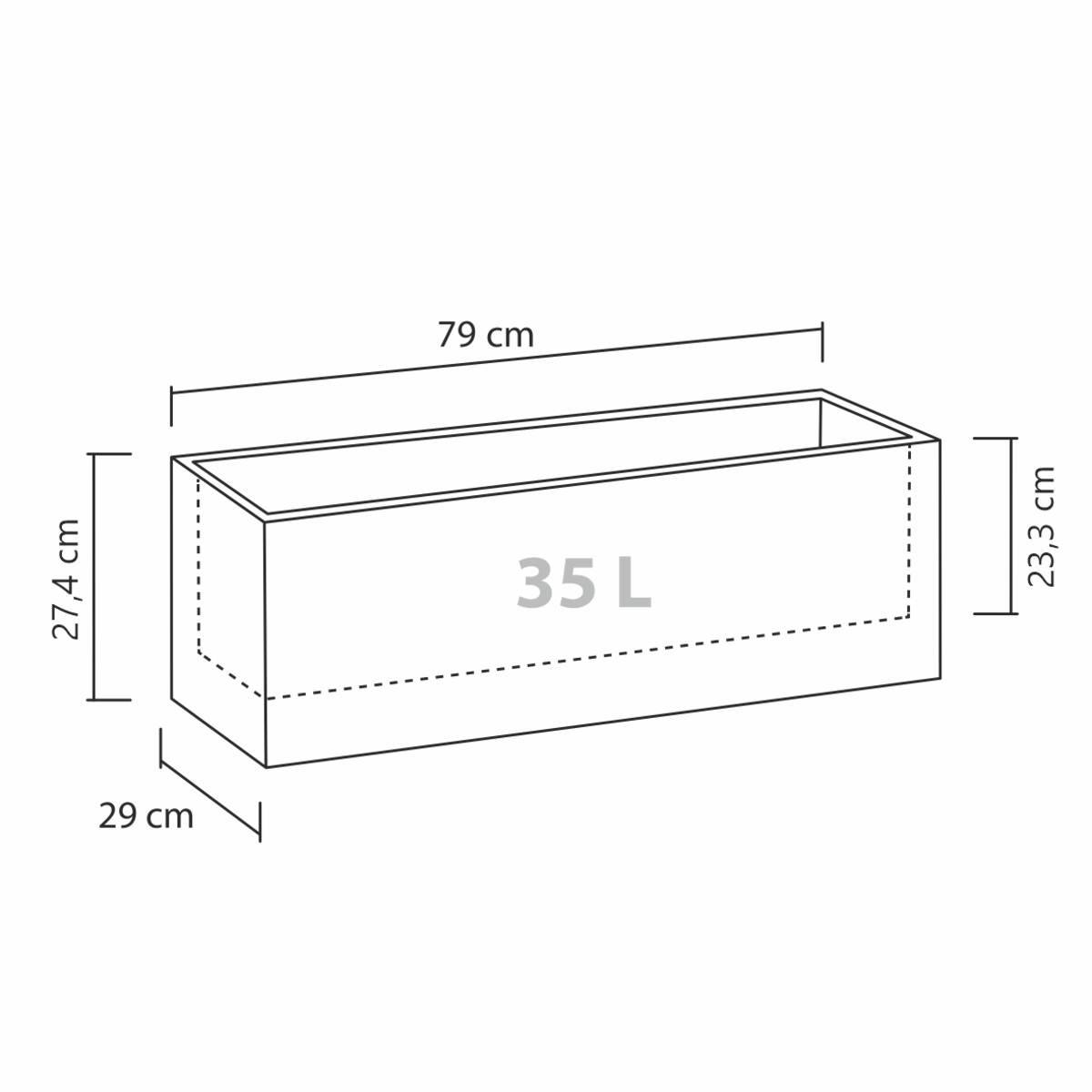 Scheurich Blumenkasten C-Cube Long, Pflanzengefäss für Aussen, rechteckig, Länge 80 cm, Stony Black Produktabbildung 2
