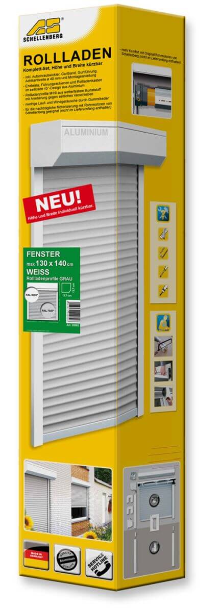 Schellenberg Vorbaurolladen Komplett-Set für Fenster, Höhe & Breite kürzbar, System Mini, 80x100 cm Produktabbildung 5