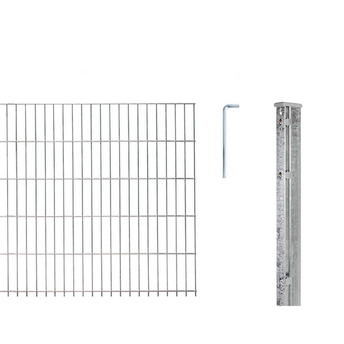 Alberts Komplettset Doppelstabmattenzaun Überstand, 2,5 m Matten, Feuerverzinkt, 6|5|6, Flacheisen Produktabbildung 5