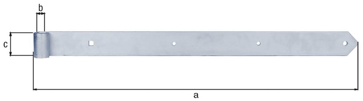 Alberts Ladenband gerade, abgerundet, verzinkt, 800 mm Länge, Ø 20 mm, Torband, Fensterladen